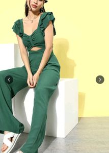 Elegant Green Crop Top &amp; Palazzo Set