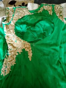 Exquisite Green party dress with Gold Embellishmen