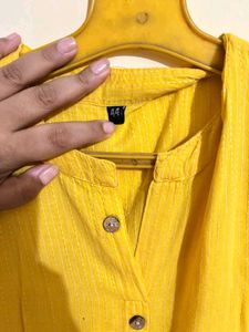 Vibrant Yellow Button-Up Kurta Set