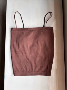 Ribbed Spaghetti Strap Padded Crop Top