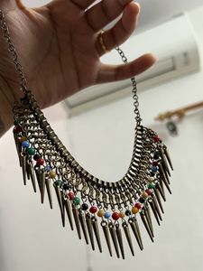 oxidised gold tribal necklace