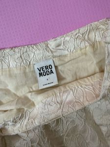 Vero Moda Cream Floral Textured Mini Dress