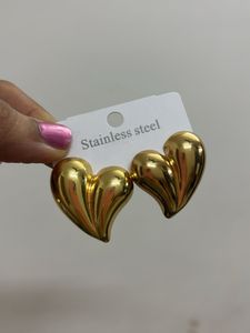Gold Heart Stud Earrings
