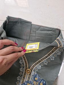 Grey Embroidered Kurta Set