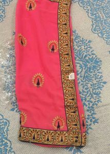 Pink Embroidered Saree