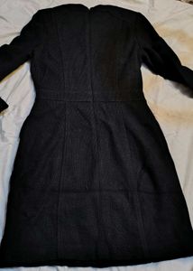 Chic Black Tweed Dress with Gold Buttons