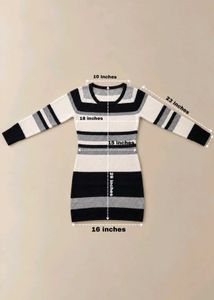 BLACK GREY &amp; WHITE STRIPED KNIT BODYCON SWEATER