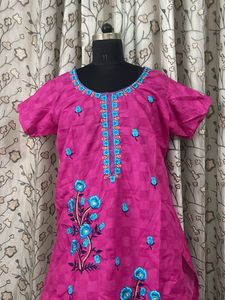 Vibrant Pink Embroidered Kurta