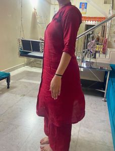 Maroon Kurta Set with Palazzo Pants