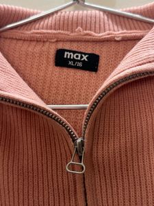 Pink Half Zip Knit Sweater