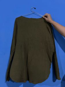 Olive Green Keyhole Neck Top