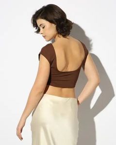 Chocolate Brown Backless Crop Top 🧸