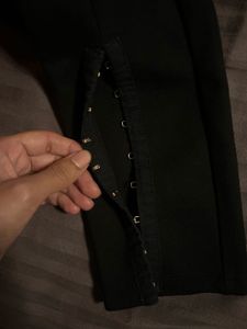 MNG Black Pants With Metal hook and Eye Fastenings