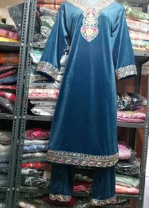 V Neck Embroidery Work Kurti Set