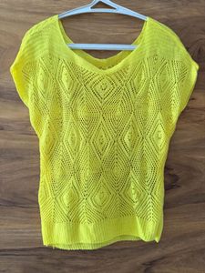 Bright Yellow Crochet Knit Top