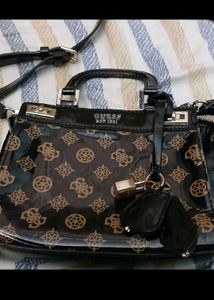 Guess Logo Print Satchel Bag