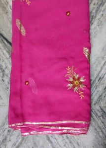 Elegant Pink Embroidered Saree(New)
