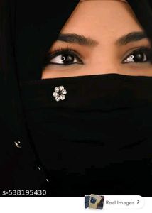 Elegant Black Hijab mask with Rhinestone Brooch
