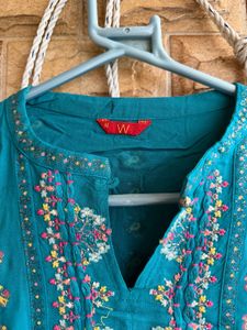 Boho Embroidered Teal Kurti