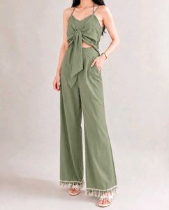 Stylish Olive Green Co-ord Set( bluish in real)