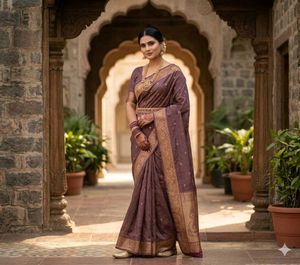 Mauve Banarasi Silk Saree