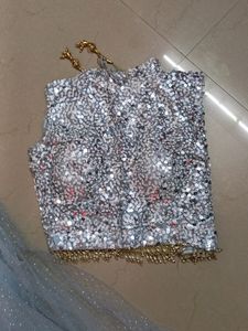 Sparkling Silver Lehenga Choli Set