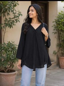 Chic Black V-Neck Top