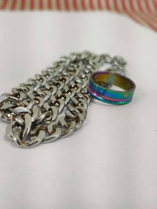 Rainbow Stainless Steel Ring and Chain