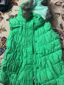 Green Puffer Vest with Hood