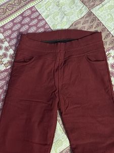 Comfortable Winter Burgundy Jeggings