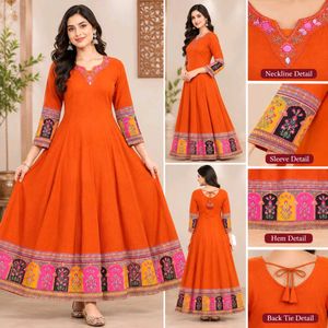 Elegant Orange Anarkali Kurta Set Best for festiva