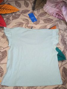Light Blue Ruffle Sleeve Top