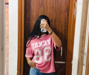 Pink Casual Oversized T-Shirt