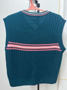 Vintage Teal Striped Knit Vest