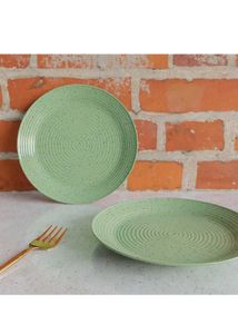 Green Ceramic Plates (Set of 2)