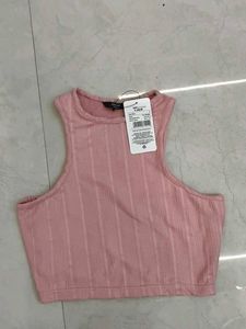 Pink Textured Crop Top