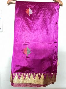 Elegant Purple Saree with Gold Border