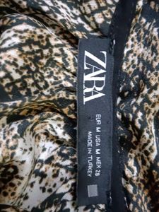 Chic Zara Snake Print Ruffle Tie-Neck Top