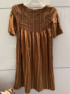 brown striped stretchable dress