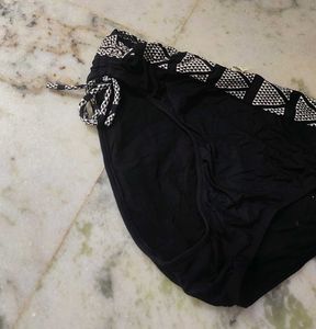 Stylish Black Bikini Bottom with Tassel Ties