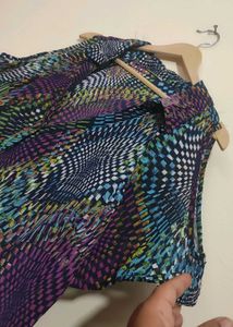 Colorful Cold Shoulder Tunic Top For 46 Bust