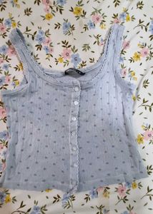Light Blue Button-Up Tank Top
