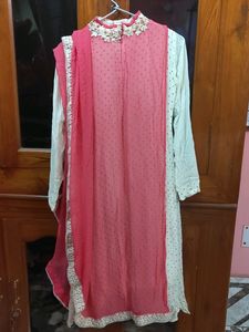 Elegant Peach and White Ethnic Outfit