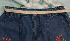 Embroidered Denim Mini Skirt
