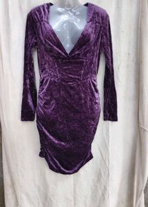 10238. Velvet Deep Neck Mini Dress
