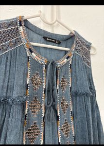 Boho Blue Embroidered shrug