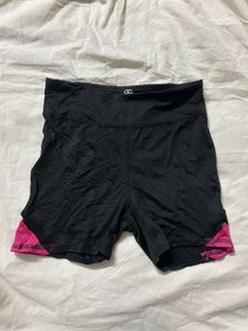 Black Athletic Shorts with Pink Accents