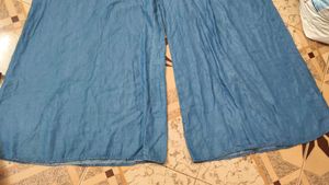Blue Denim Wide Leg Pants