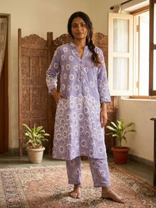 Women's Lavender Printed coord set