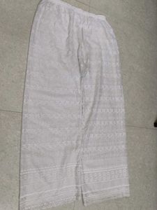 Elegant White Chikankari Palazzo Pants